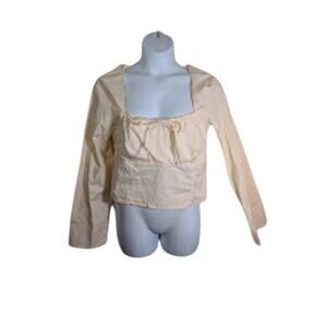 Wild fable pale pink long-sleeve cotton milkmaid crop top XXL